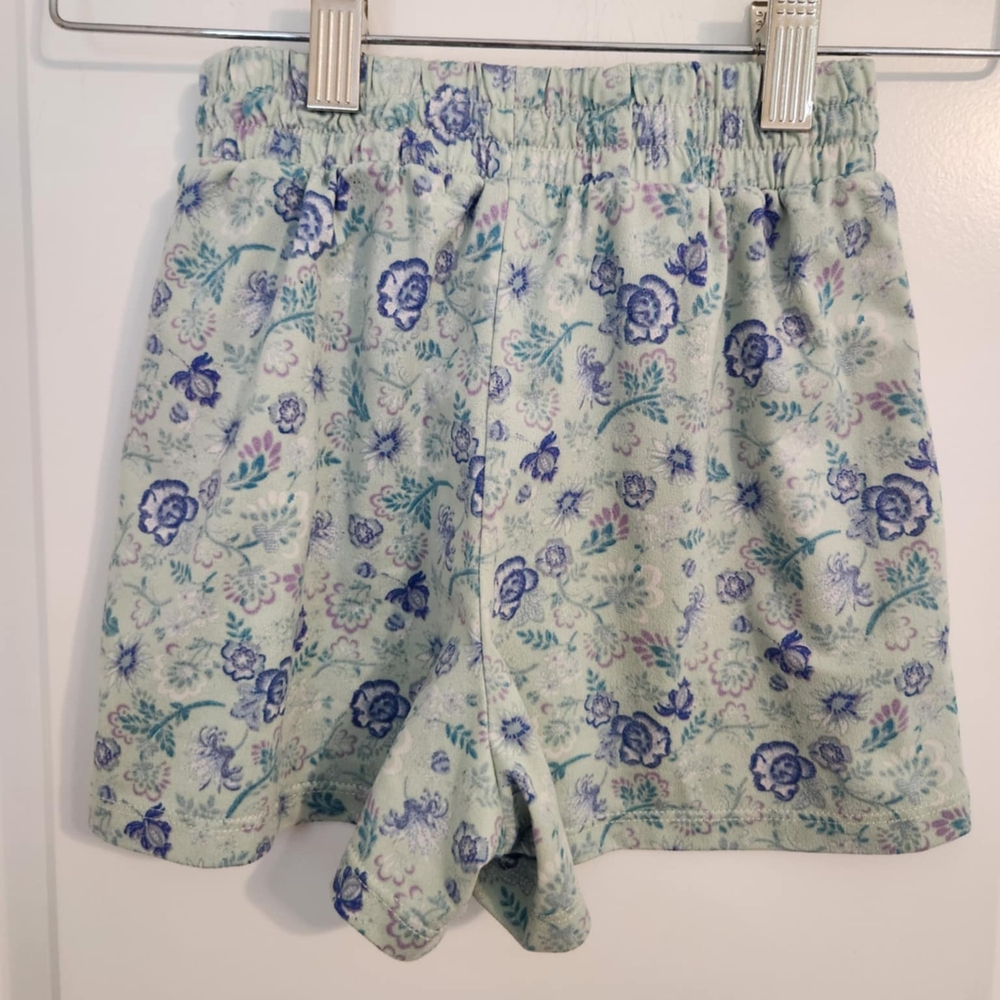 Floral Print Shorts in Blue and Green
